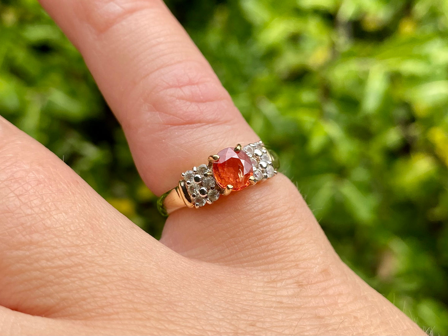 9ct Gold Orange & White Sapphire Ring