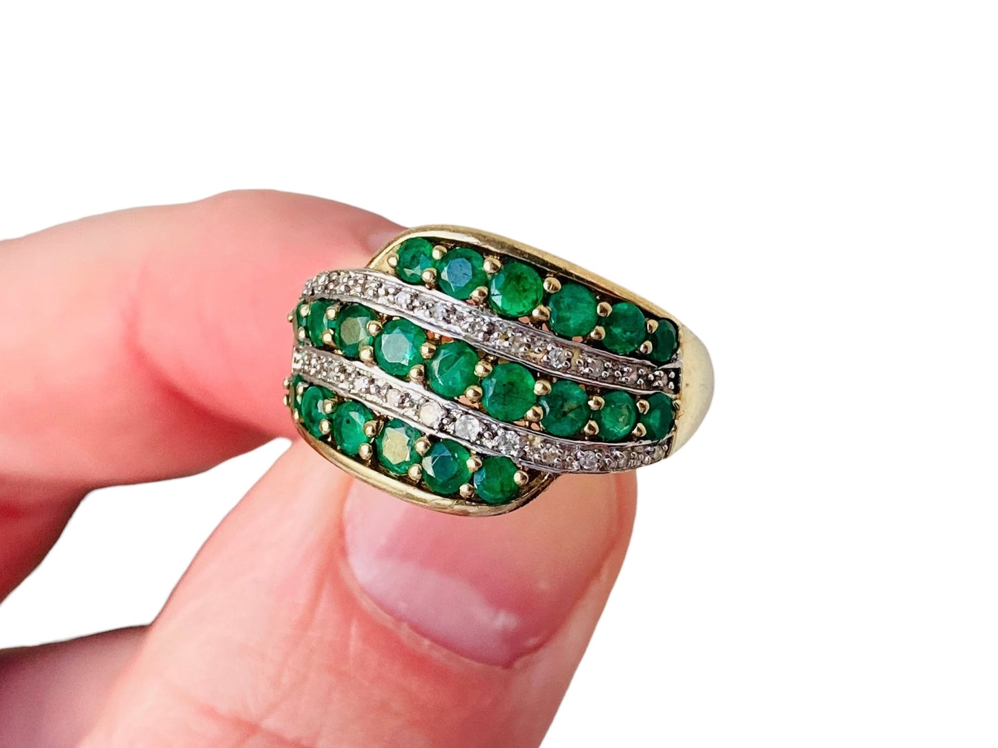 9ct Gold Emerald & Diamond Ring