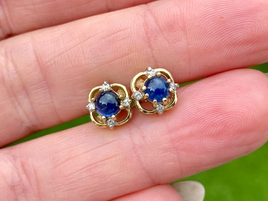 9ct Gold Sapphire & Diamond Earrings