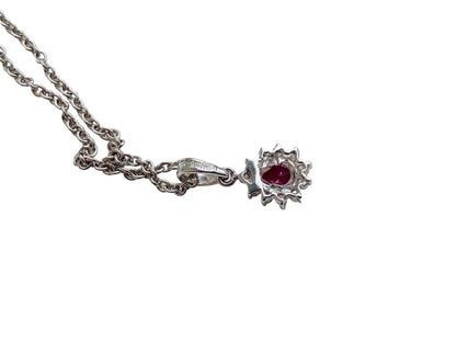 18ct Gold Ruby & Diamond Pendant with Necklace