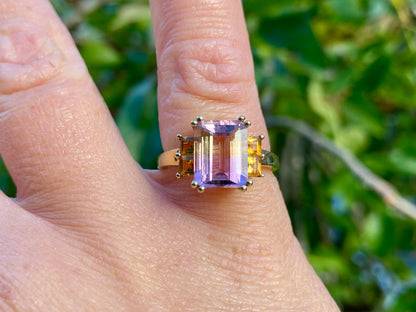 9ct Gold Ametrine & Citrine Ring