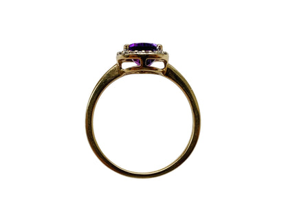 9ct Gold Amethyst & Diamond Ring