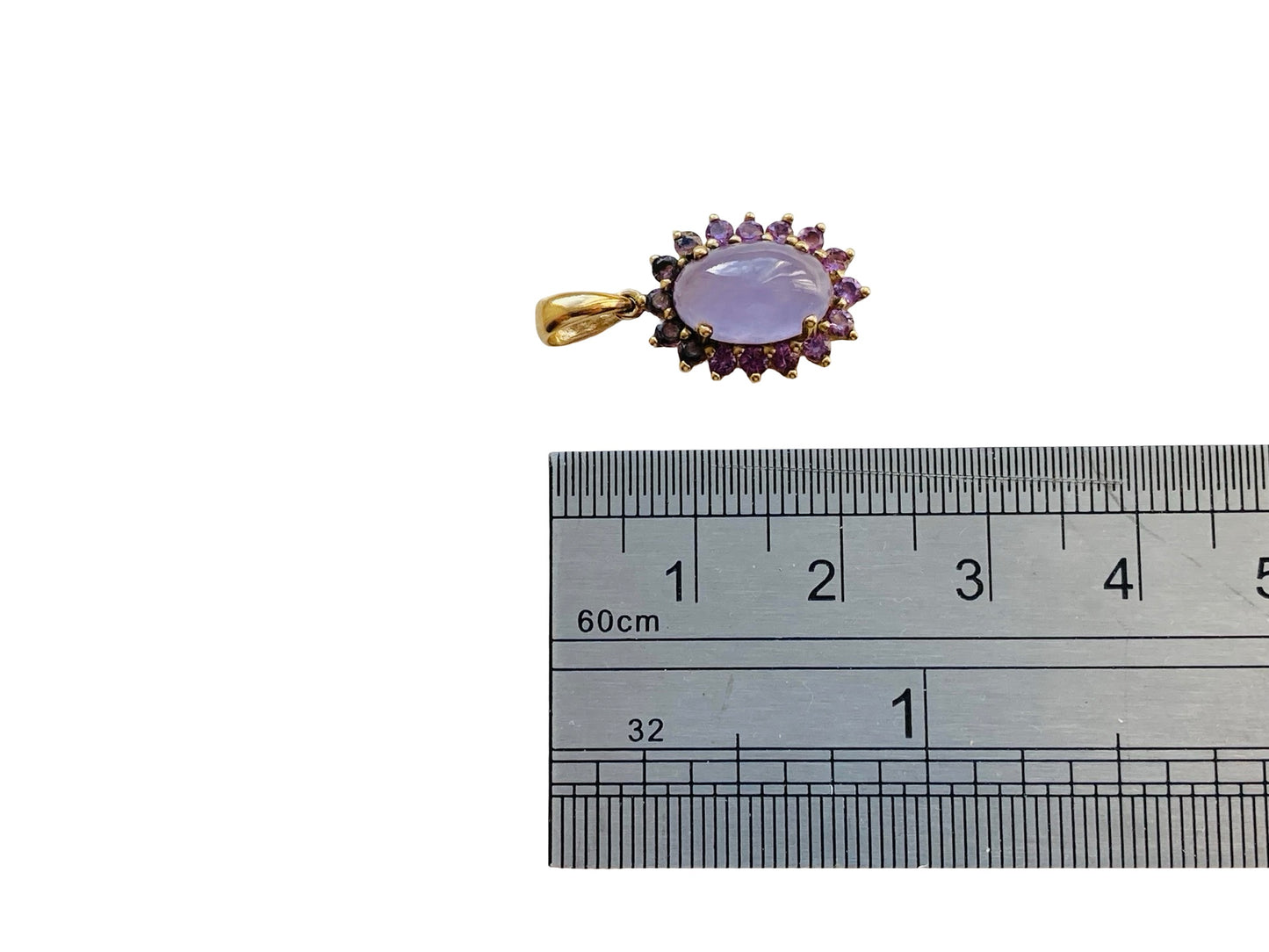 9ct Gold Lavender Jade & Amethyst Pendant