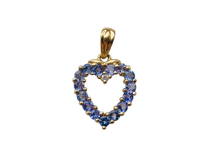 9ct Gold Tanzanite & Diamond Heart Pendant