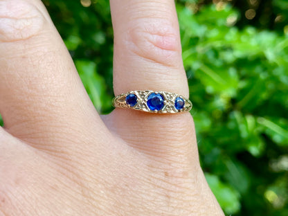 Vintage 9ct Gold Sapphire & Diamond Ring