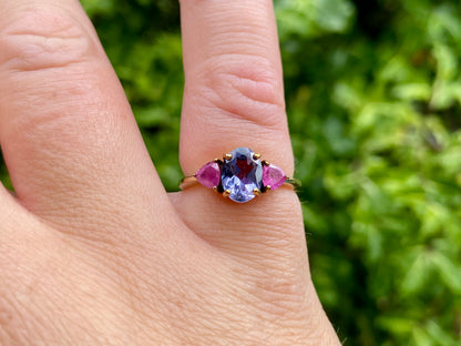 9ct Gold Iolite & Pink Sapphire Ring