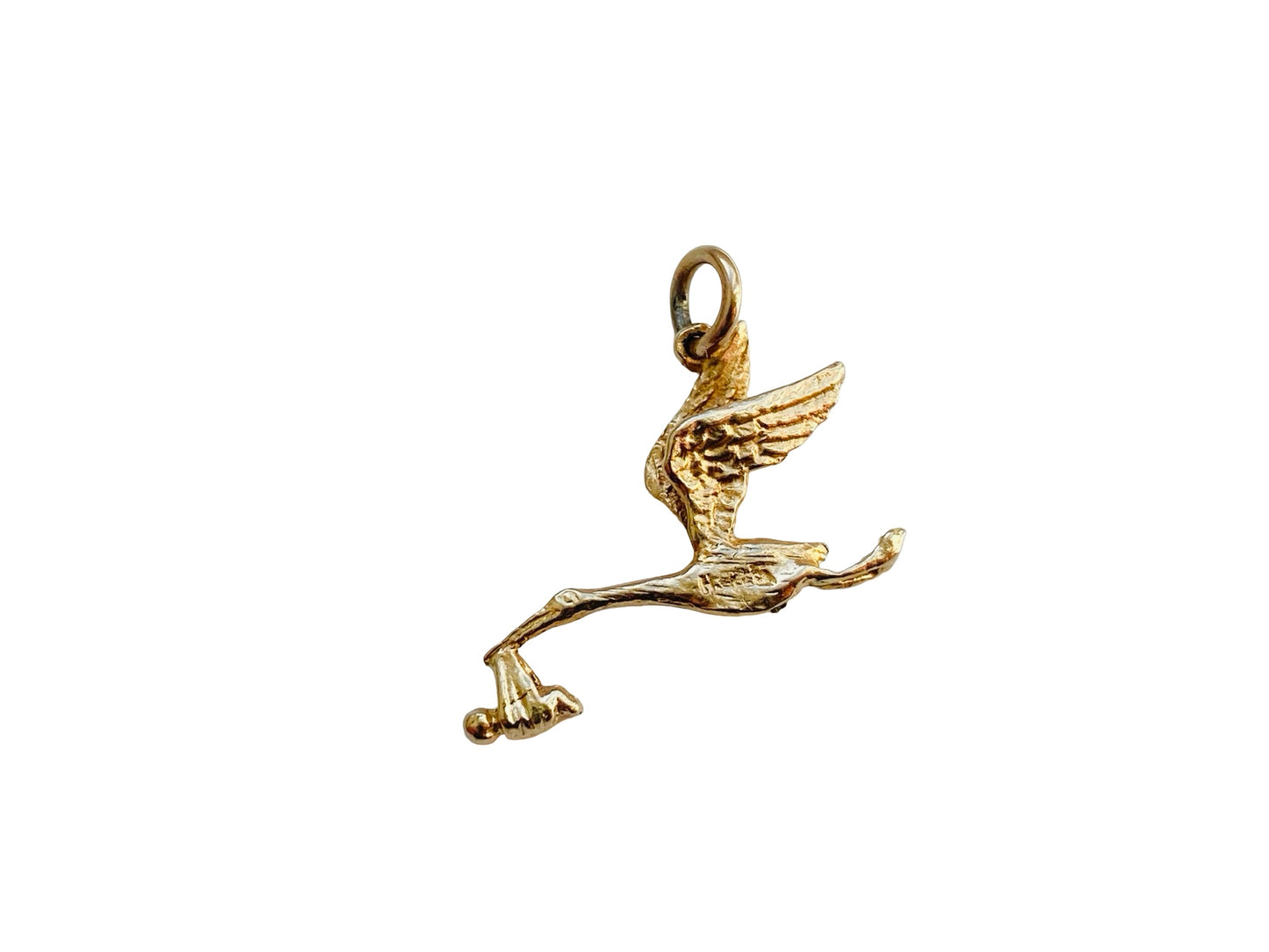 Vintage 9ct Gold Stork & Baby Pendant or Charm
