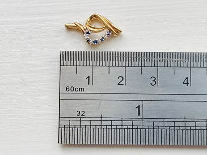 9ct Gold Sapphire & Diamond Pendant