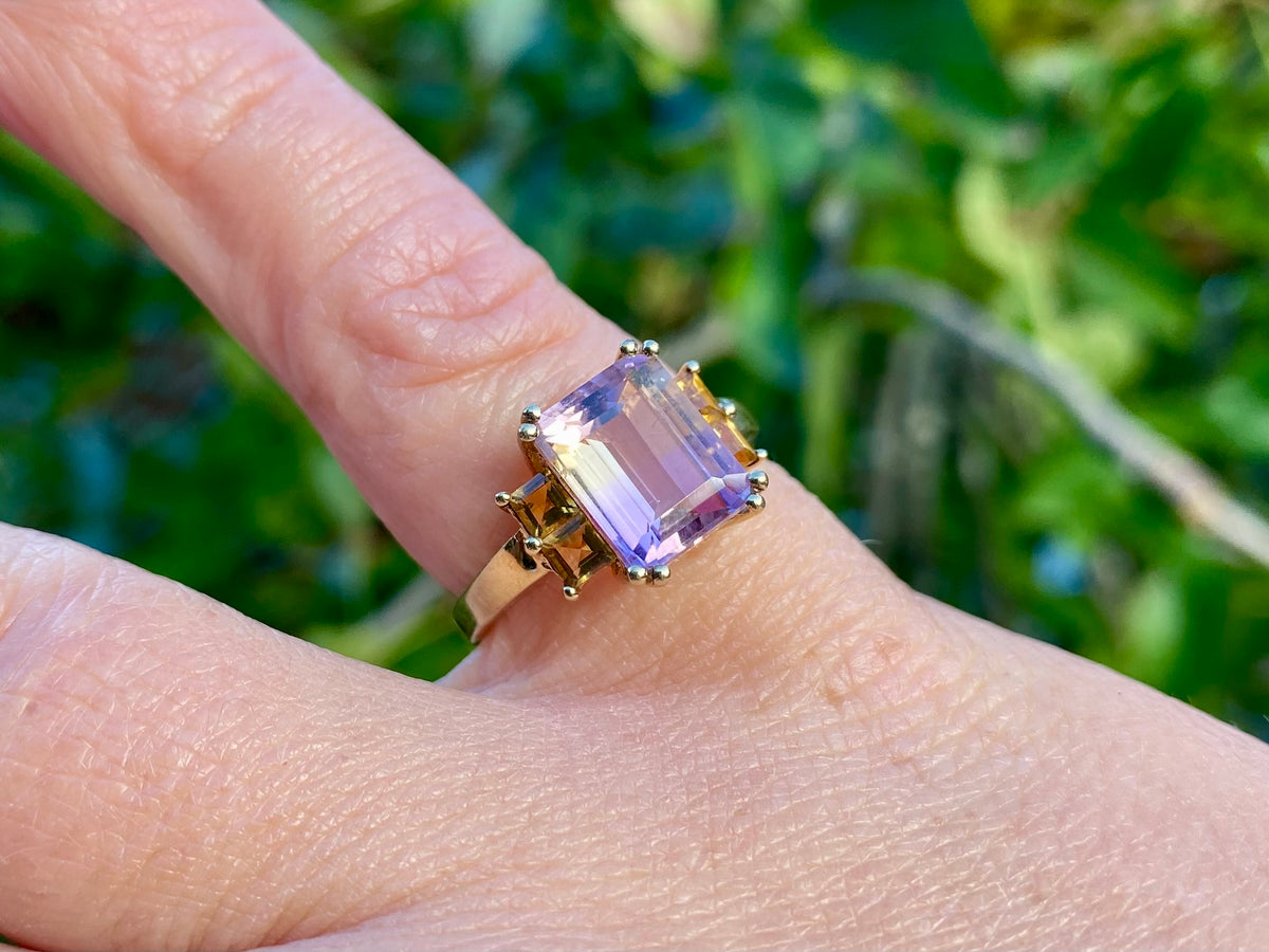 9ct Gold Ametrine & Citrine Ring