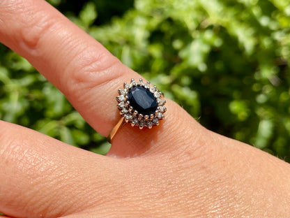 9ct Gold Sapphire & Diamond Ring