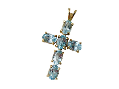 9ct Gold Topaz Cross Pendant