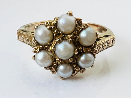 Vintage 9ct Gold Pearl Ring