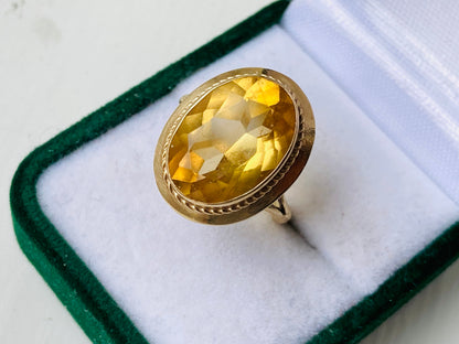 Vintage 9ct Gold Citrine Ring