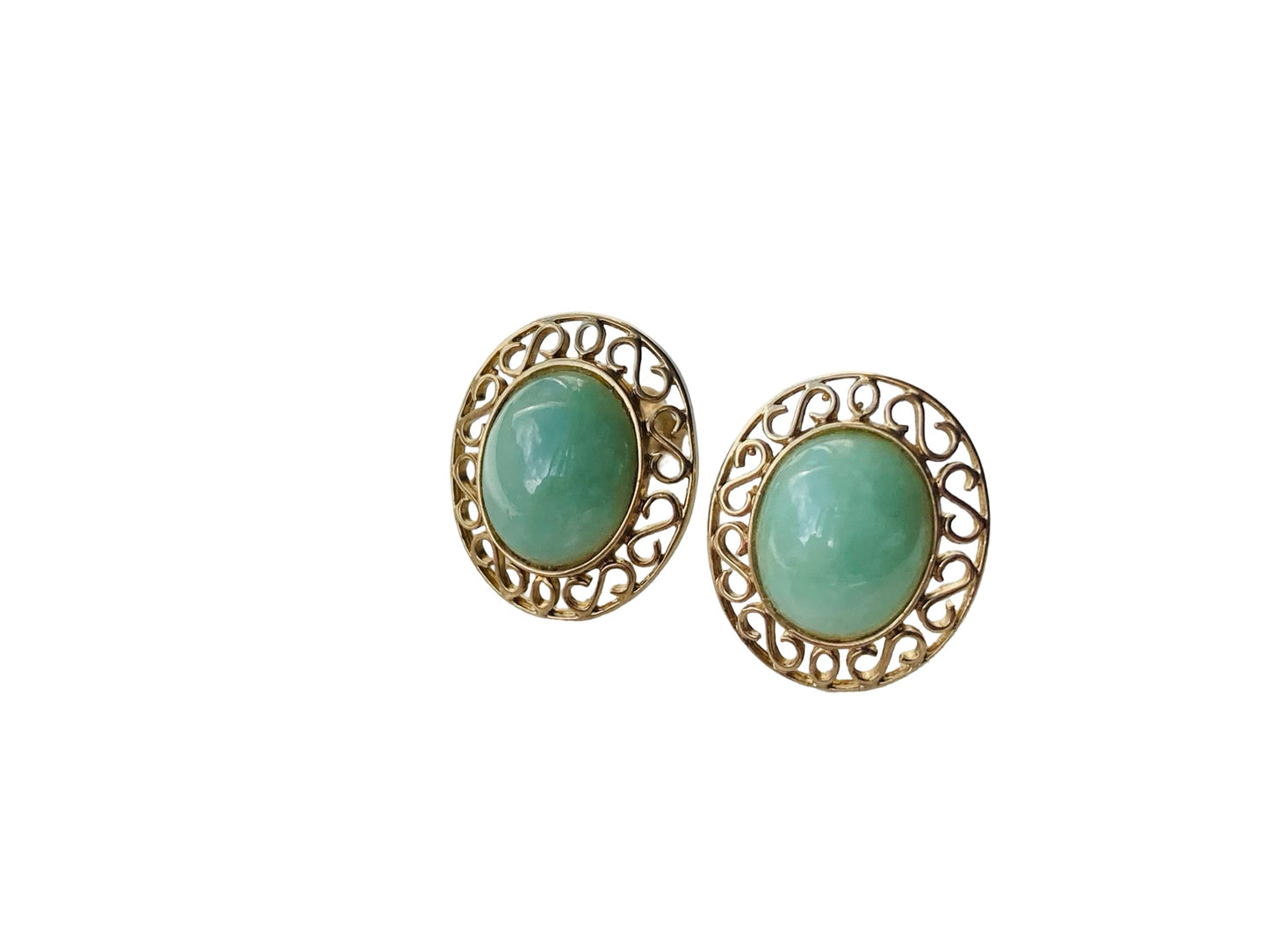 9ct Gold Jade Stud Earrings