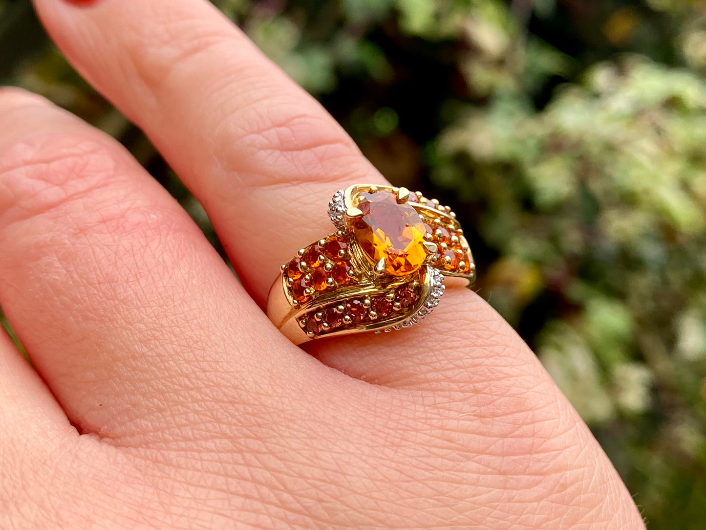 9ct Gold Citrine & Diamond Ring