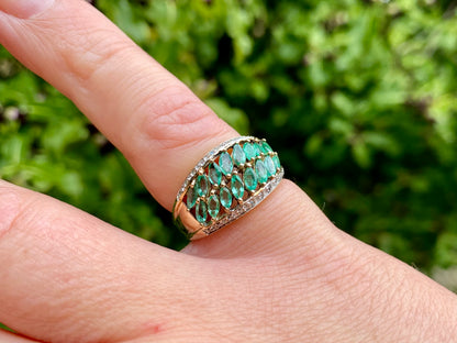 9ct Gold Emerald & Diamond Ring