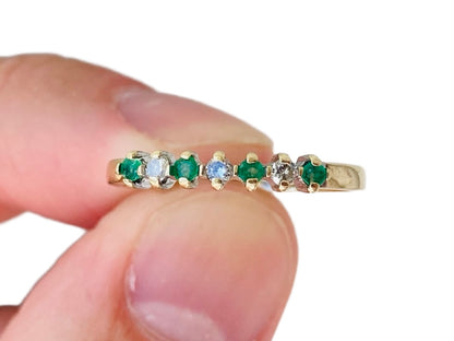9ct Gold Emerald & Diamond Ring