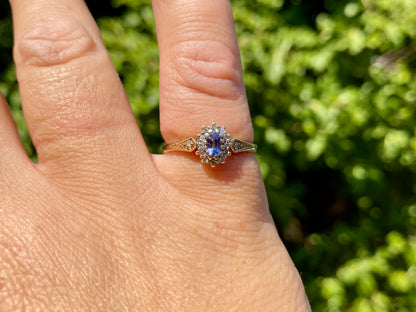 Vintage 9ct Gold Sapphire & Diamond Ring