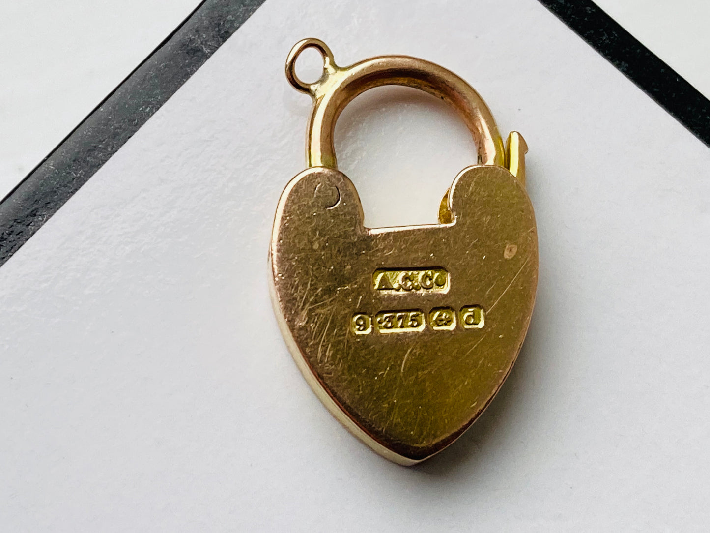 Antique 9ct Gold Heart Padlock Clasp