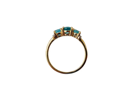 9ct Gold Apatite & Diamond Ring