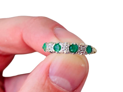 9ct Gold Emerald & Diamond Ring