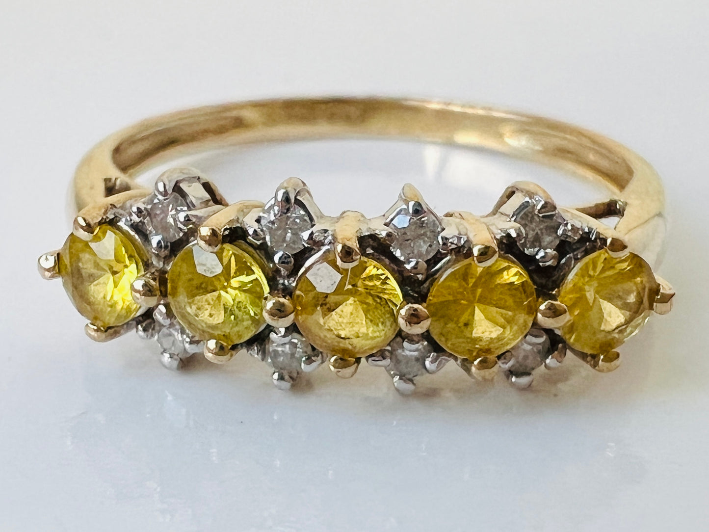 9ct Gold Yellow Sapphire & Diamond Ring