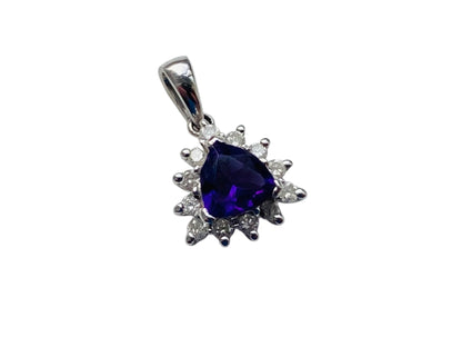 9ct Gold Amethyst & Diamond Pendant