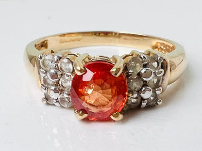 9ct Gold Orange & White Sapphire Ring