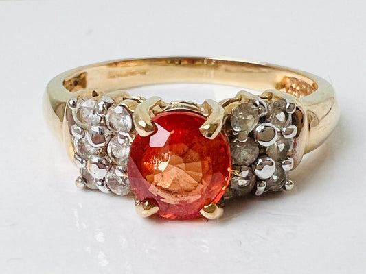 9ct Gold Orange & White Sapphire Ring