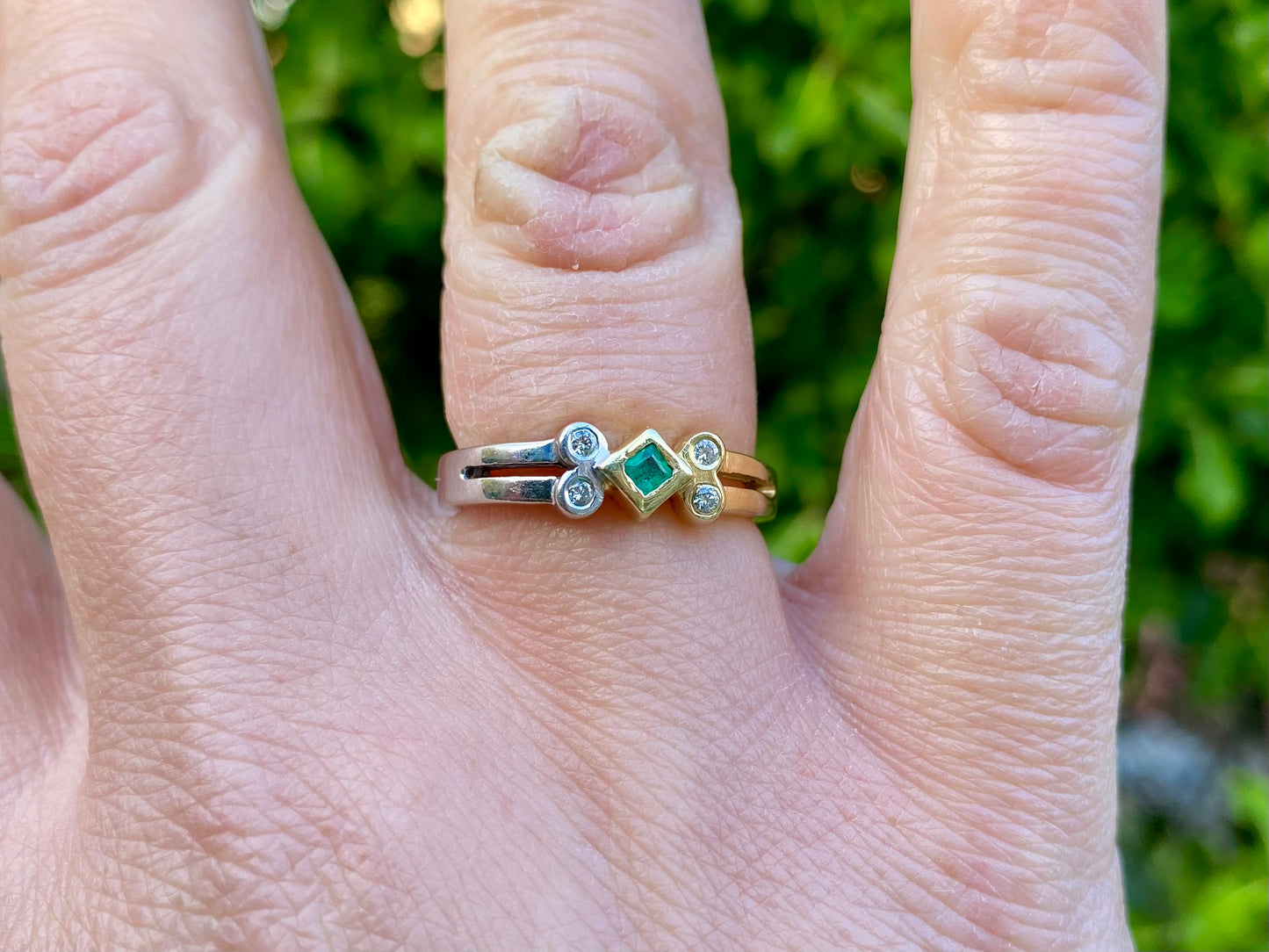 14ct Gold Emerald & Diamond Ring