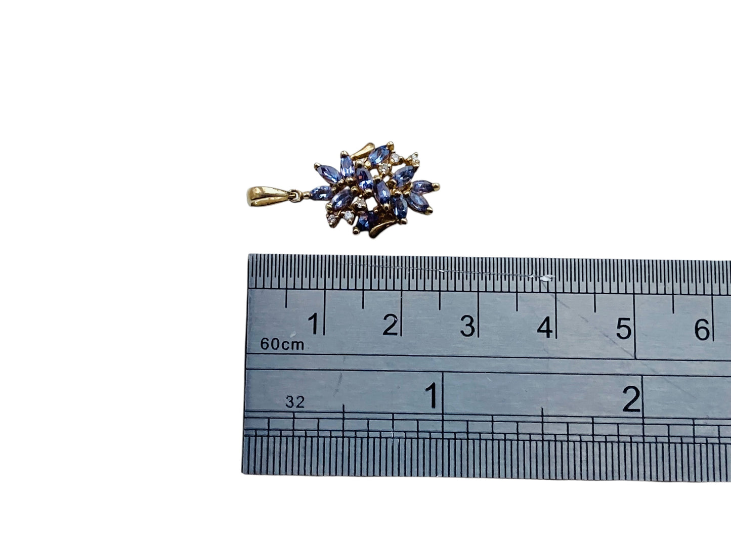 9ct Gold Tanzanite & Diamond Pendant