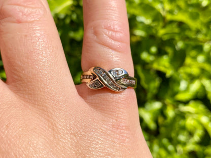 9ct Gold Diamond Cross-Over Ring
