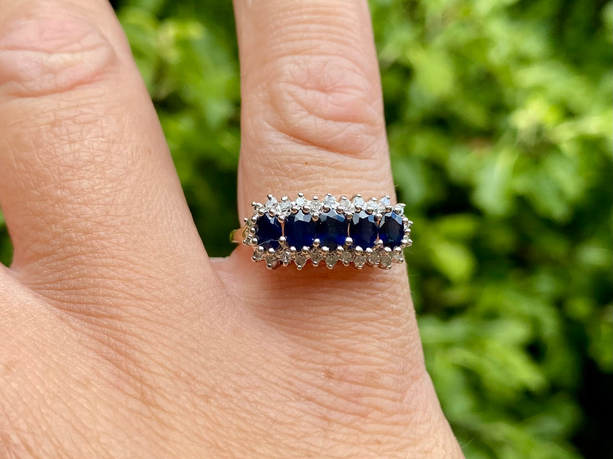 9ct Gold Sapphire & Diamond Ring