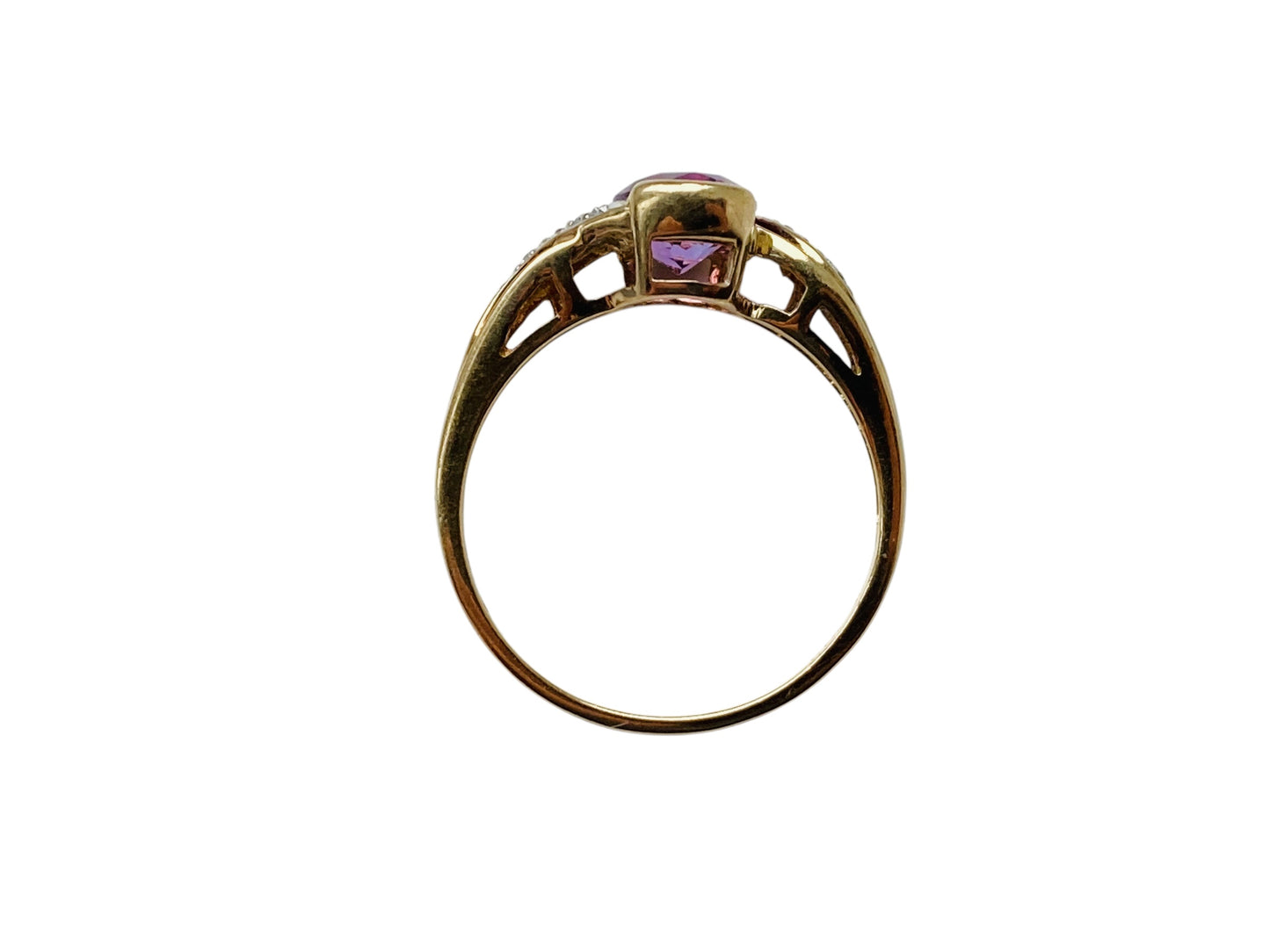 9ct Gold Amethyst & Diamond Ring