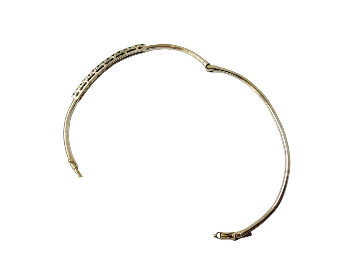 9ct Gold Emerald & Diamond Bangle