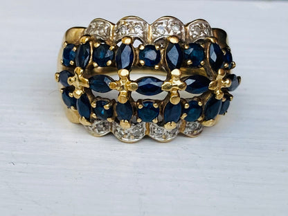 9ct Gold Sapphire & Diamond Ring