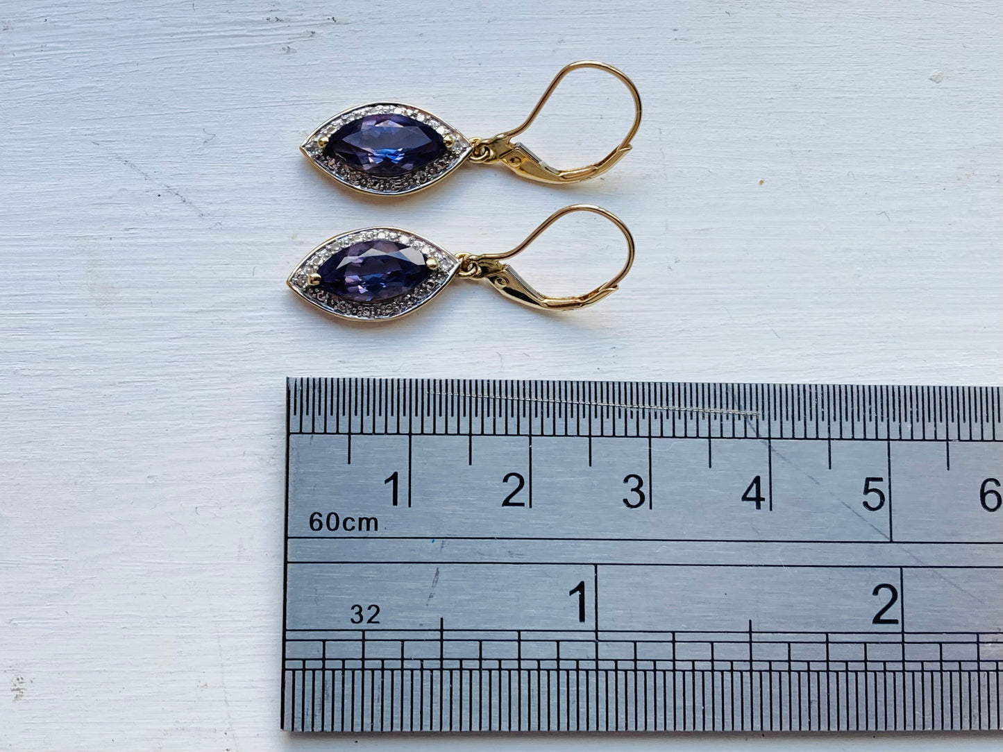 9ct Gold Amethyst & Diamond Earrings