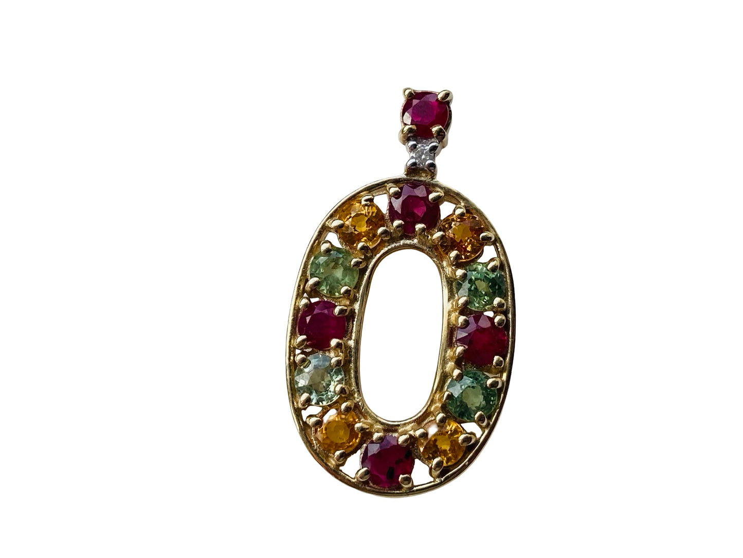 9ct Gold Ruby, Sapphire & Diamond Pendant