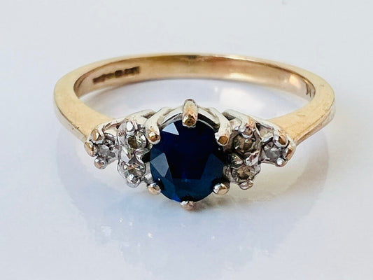 9ct Gold Sapphire & Diamond Ring