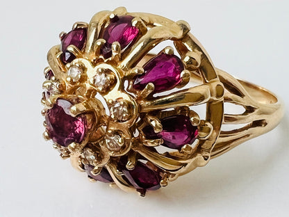Vintage 14ct Gold Ruby & Diamond Ring