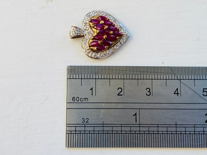 9ct Gold Ruby & Diamond Heart Pendant