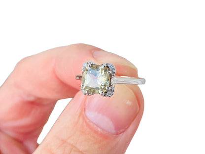 9ct Gold Prasiolite & Diamond Ring