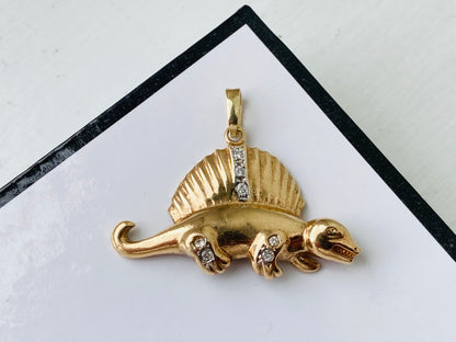 9ct Gold Diamond Dinosaur Pendant