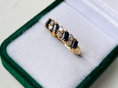 Vintage 9ct Gold Sapphire & Diamond Ring