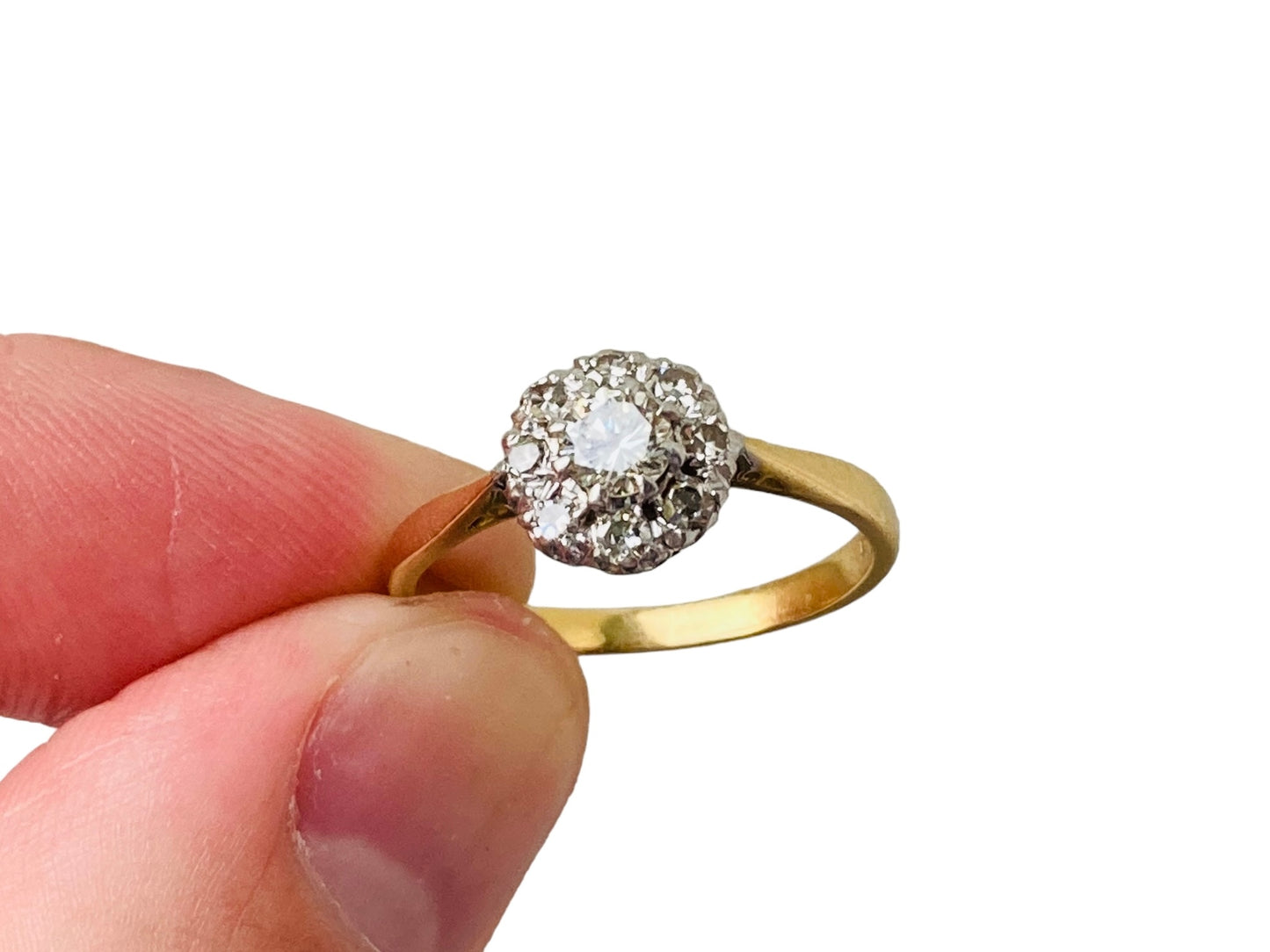 Vintage 18ct Gold & Platinum Diamond Cluster Ring