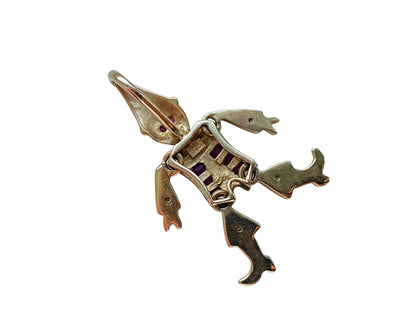 9ct Gold Articulated Ruby & Diamond Clown Pendant