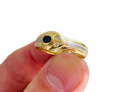 14ct Gold Sapphire & Diamond Snake Ring