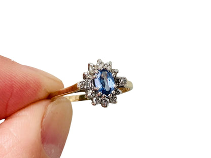 Vintage 9ct Gold Sapphire & Diamond Ring