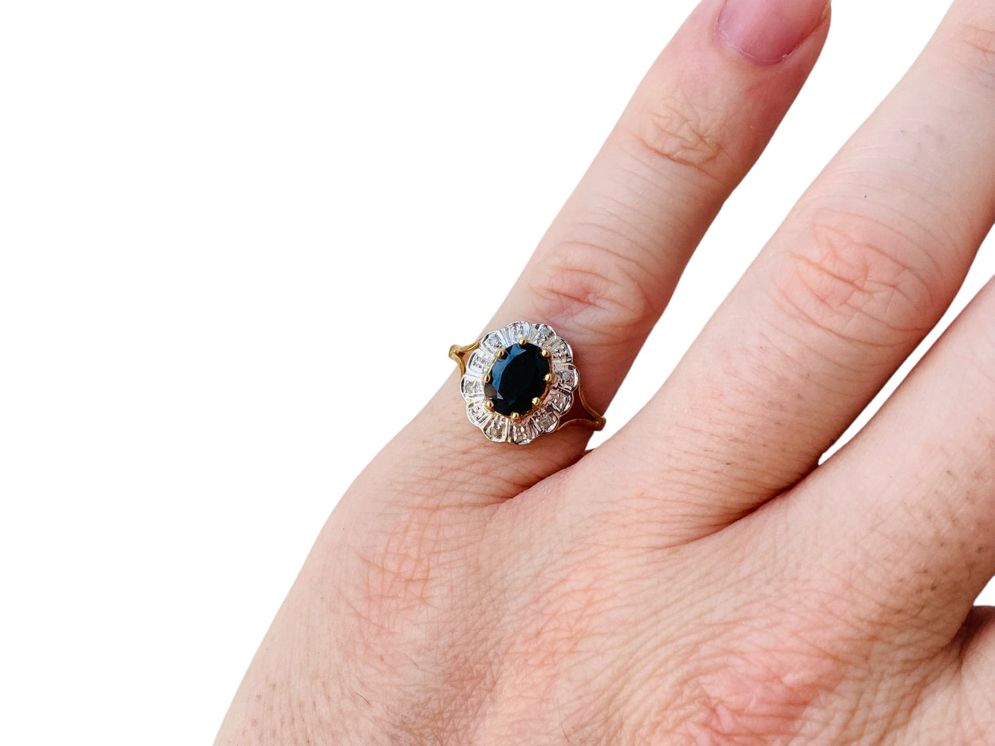 9ct Gold Sapphire & Diamond Cluster Ring