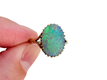 Antique 9ct Gold Opal Doublet Ring